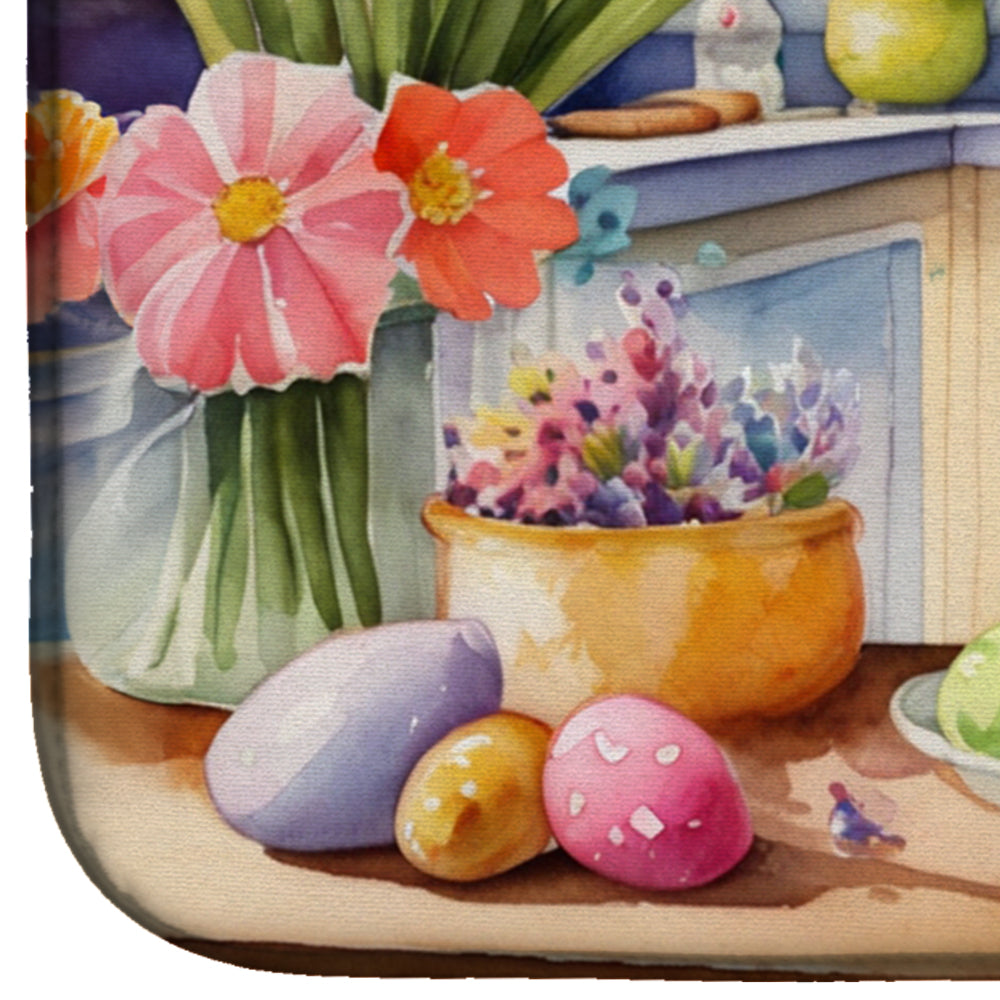 Decorating Easter English Cocker Spaniel Dish Drying Mat Absorbent Dish Drying Mat Pad for Kitchen Counter Dish Drainer Mat for Countertop, 14 x 21", Multicolor