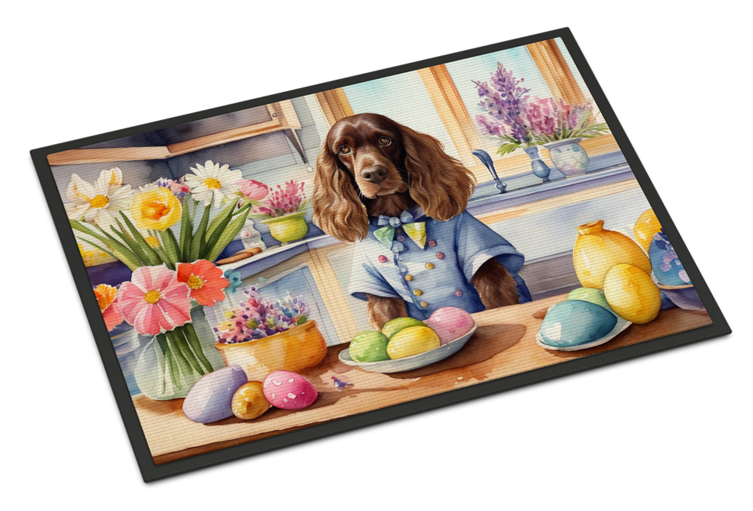 Decorating Easter English Cocker Spaniel Doormat Indoor Outdoor 24H X 36W Front Door Mat Rugs for Entryway, Non Slip Washable Low Pile,