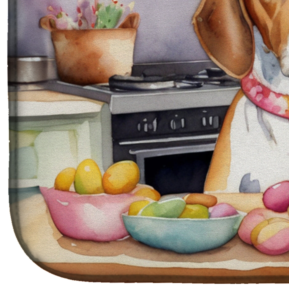 Decorating Easter English Foxhound Dish Drying Mat Absorbent Dish Drying Mat Pad for Kitchen Counter Dish Drainer Mat for Countertop, 14 x 21", Multicolor