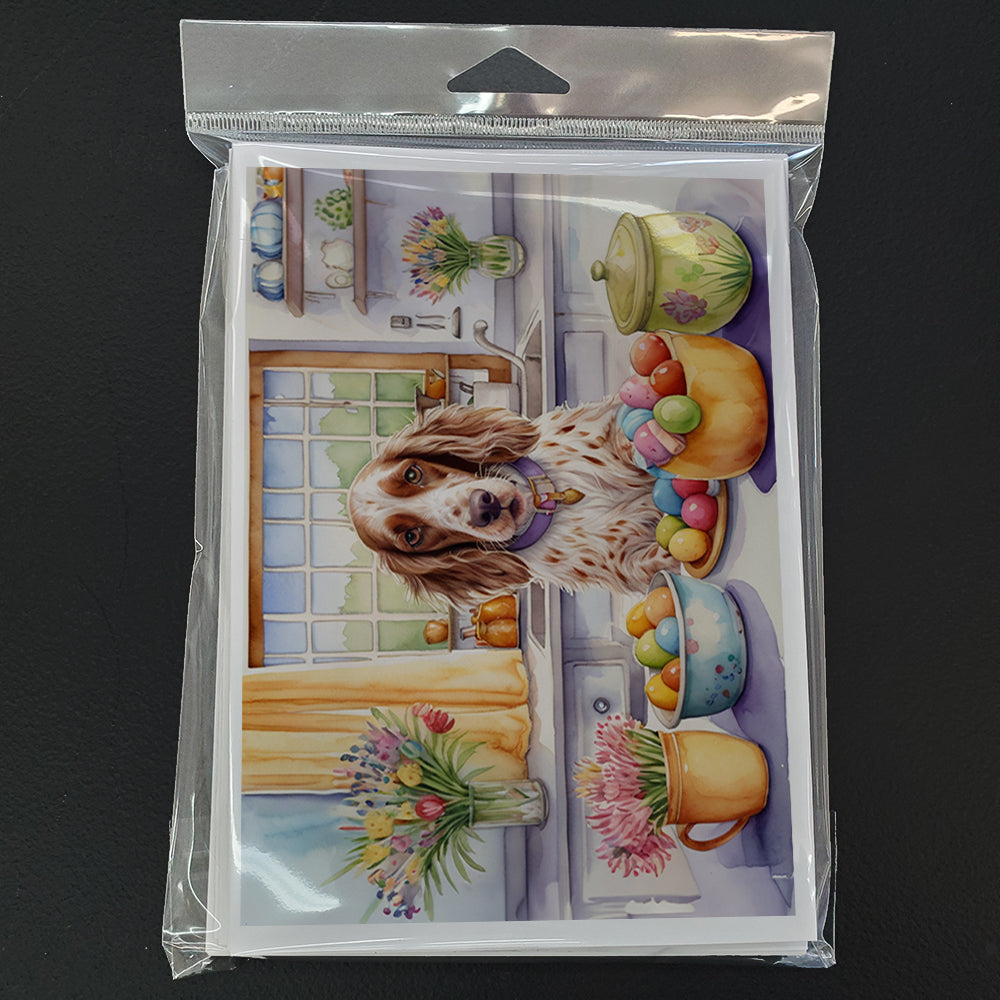 Decorating Easter English Setter Greeting Cards Pack of 8 Blank Cards with Envelopes Whimsical A7 Size 5x7