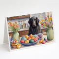 Decorating Easter Flat-Coated Retriever Greeting Cards Pack of 8 Blank Cards with Envelopes Whimsical A7 Size 5x7