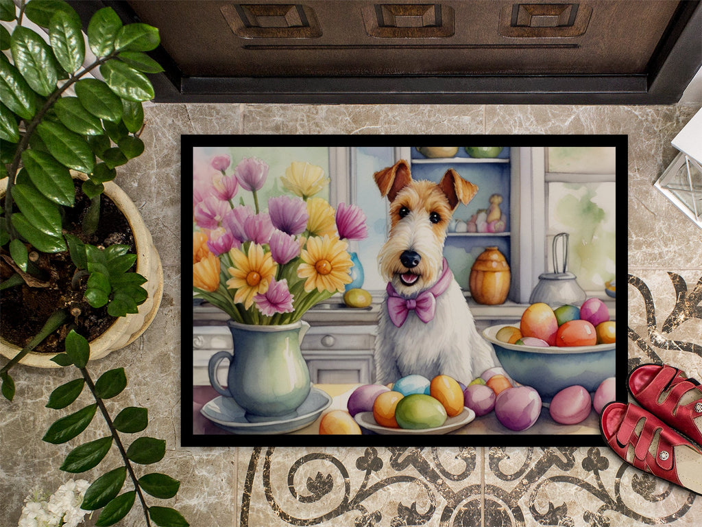 Decorating Easter Fox Terrier Doormat Indoor Outdoor 24H X 36W Front Door Mat Rugs for Entryway, Non Slip Washable Low Pile,