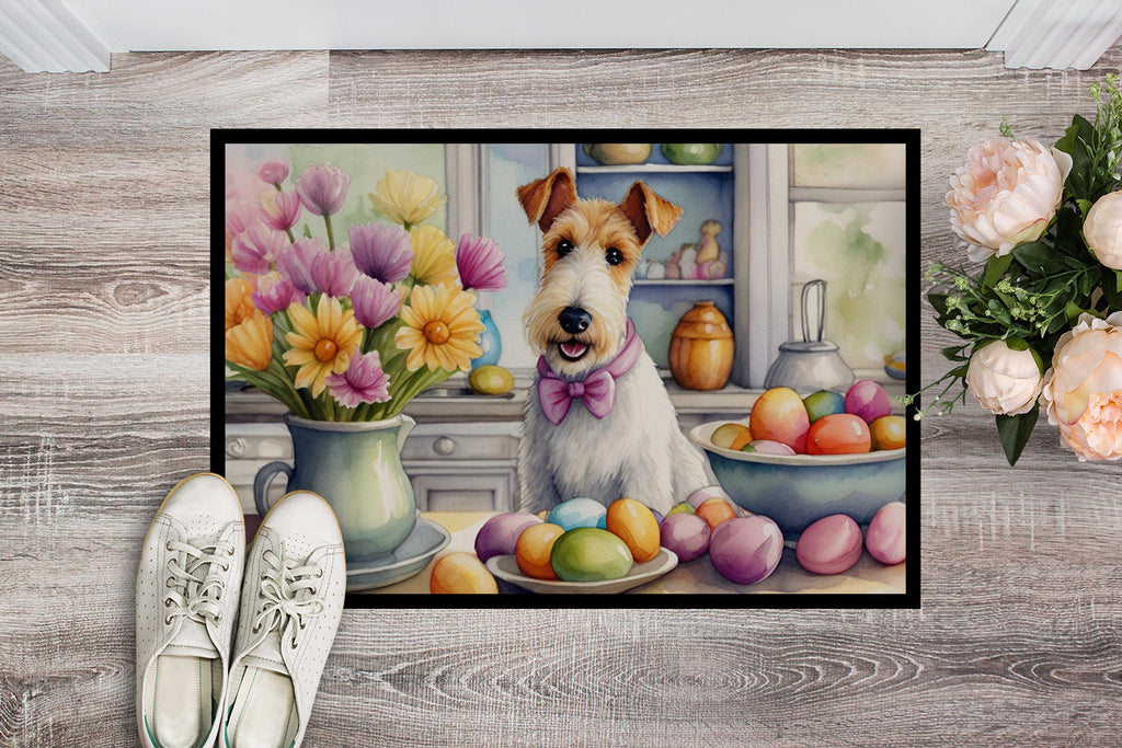 Decorating Easter Fox Terrier Doormat Indoor Outdoor 18H X 27W Front Door Mat Rugs for Entryway, Non Slip Washable