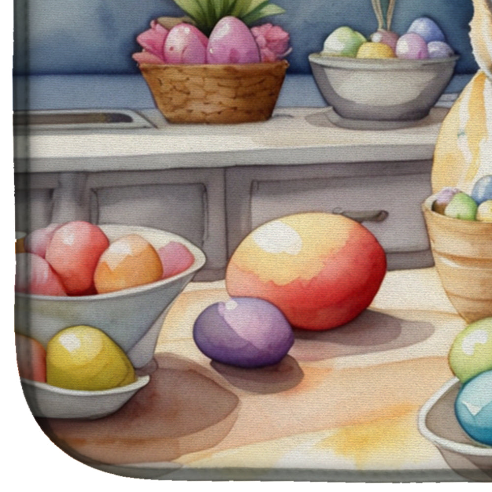Decorating Easter French Bulldog Dish Drying Mat Absorbent Dish Drying Mat Pad for Kitchen Counter Dish Drainer Mat for Countertop, 14 x 21", Multicolor