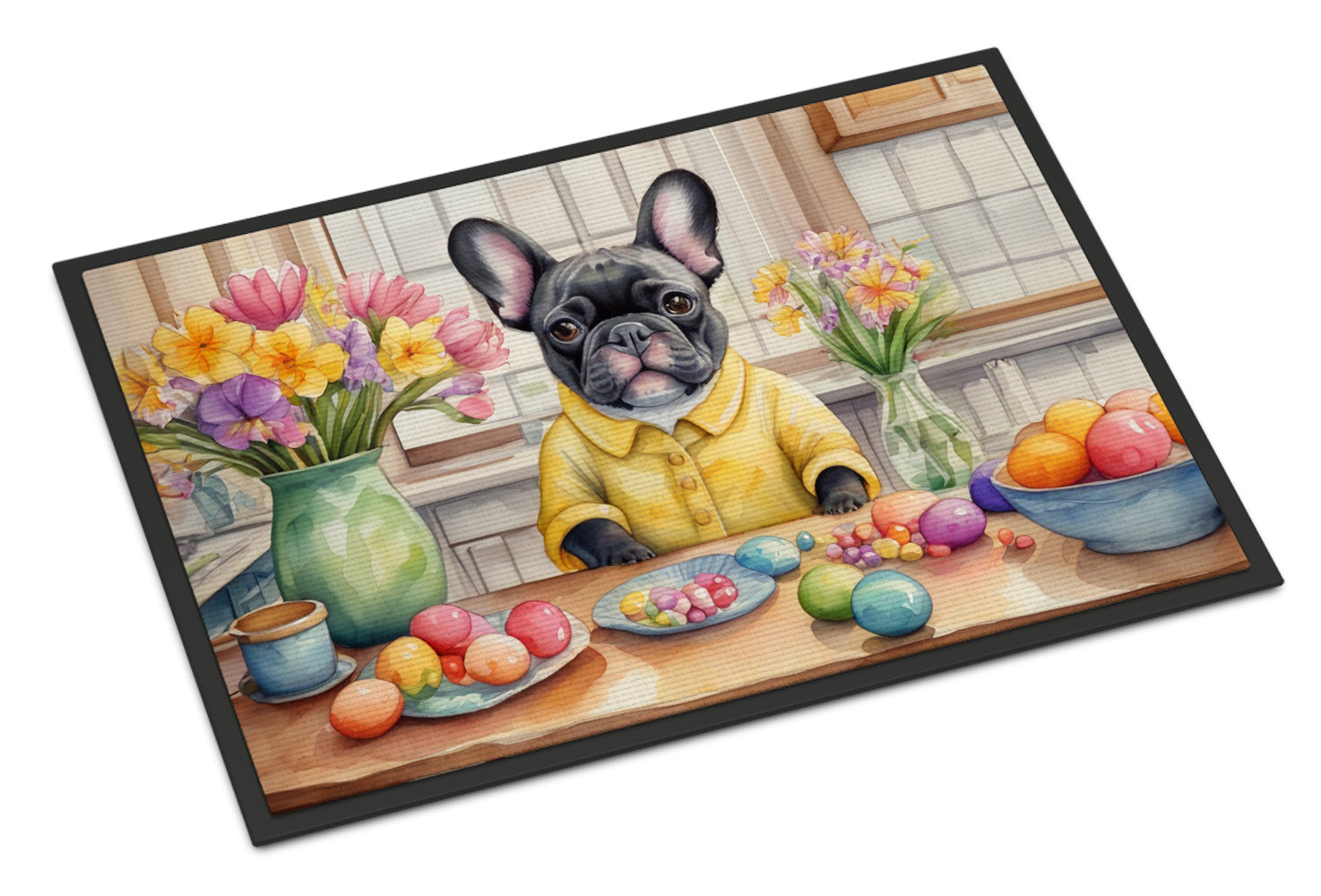 Decorating Easter French Bulldog Doormat Indoor Outdoor 18H X 27W Front Door Mat Rugs for Entryway, Non Slip Washable