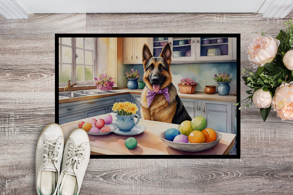 Decorating Easter German Shepherd Doormat Indoor Outdoor 18H X 27W Front Door Mat Rugs for Entryway, Non Slip Washable