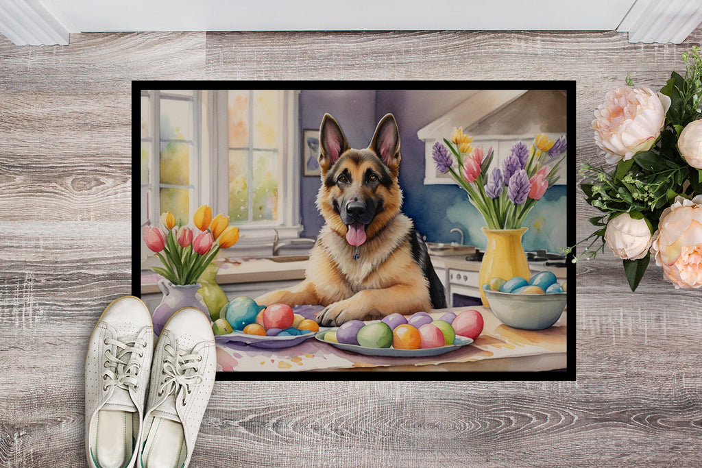 Decorating Easter German Shepherd Doormat Indoor Outdoor 24H X 36W Front Door Mat Rugs for Entryway, Non Slip Washable Low Pile,