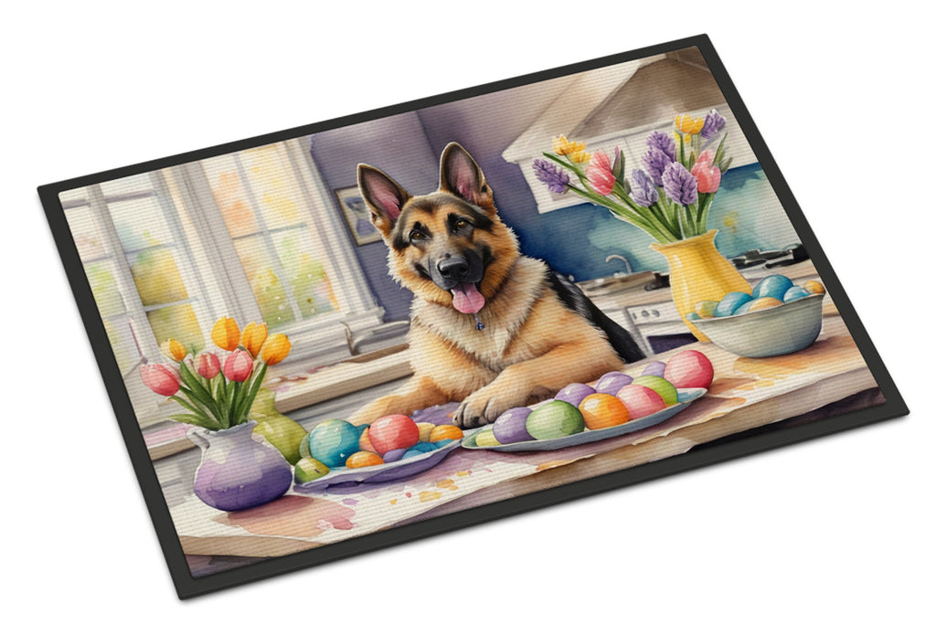 Decorating Easter German Shepherd Doormat Indoor Outdoor 18H X 27W Front Door Mat Rugs for Entryway, Non Slip Washable