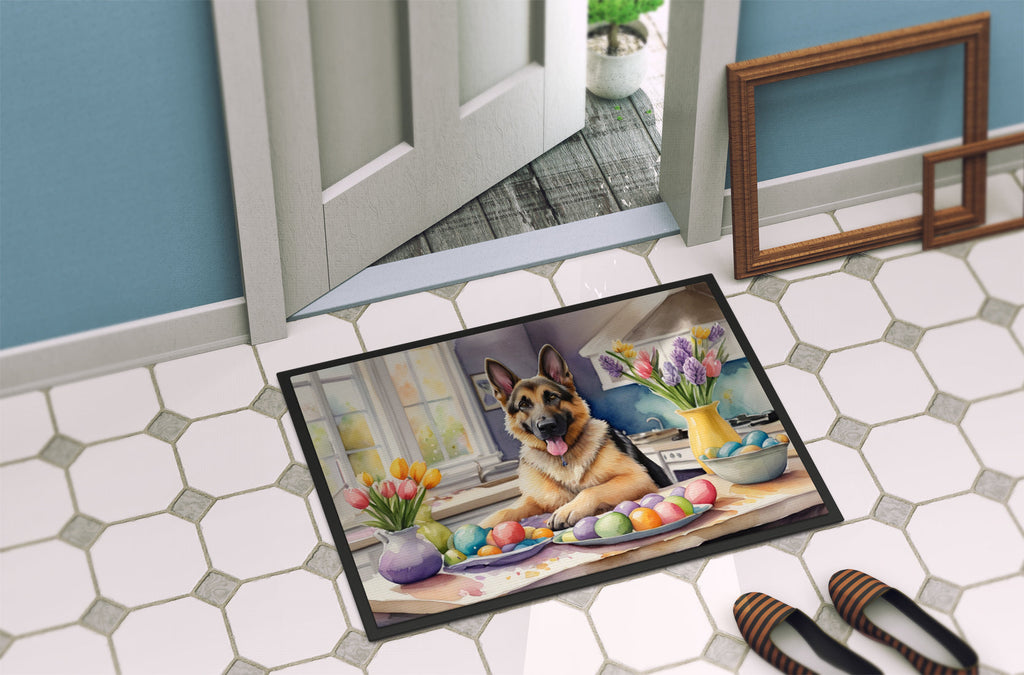 Decorating Easter German Shepherd Doormat Indoor Outdoor 18H X 27W Front Door Mat Rugs for Entryway, Non Slip Washable