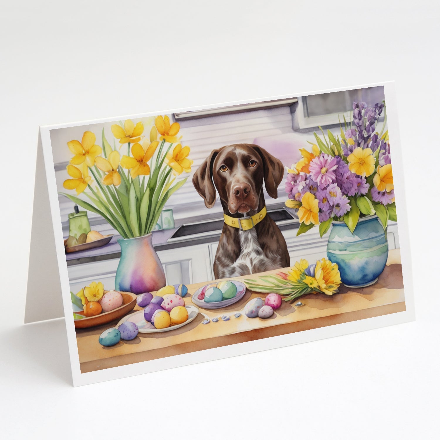 Decorating Easter German Shorthaired Pointer Greeting Cards Pack of 8 Blank Cards with Envelopes Whimsical A7 Size 5x7
