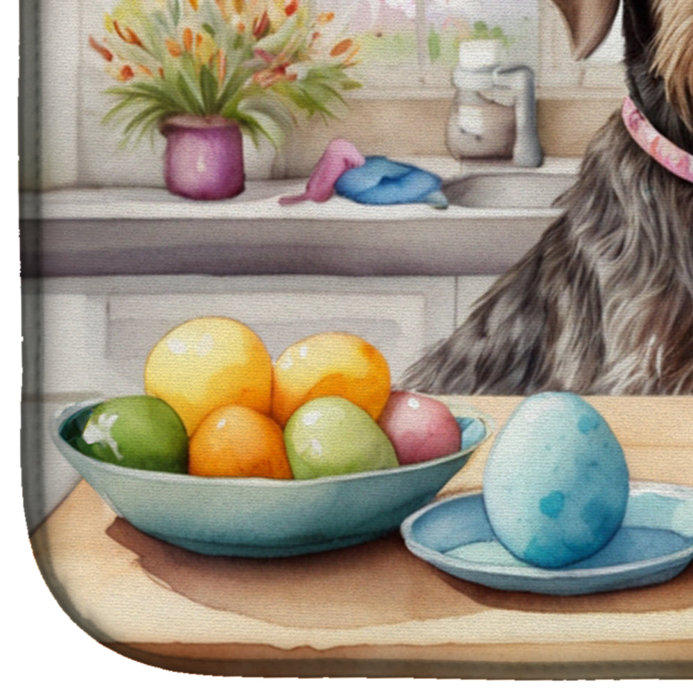 Decorating Easter German Wirehaired Pointer Dish Drying Mat Absorbent Dish Drying Mat Pad for Kitchen Counter Dish Drainer Mat for Countertop, 14 x 21", Multicolor