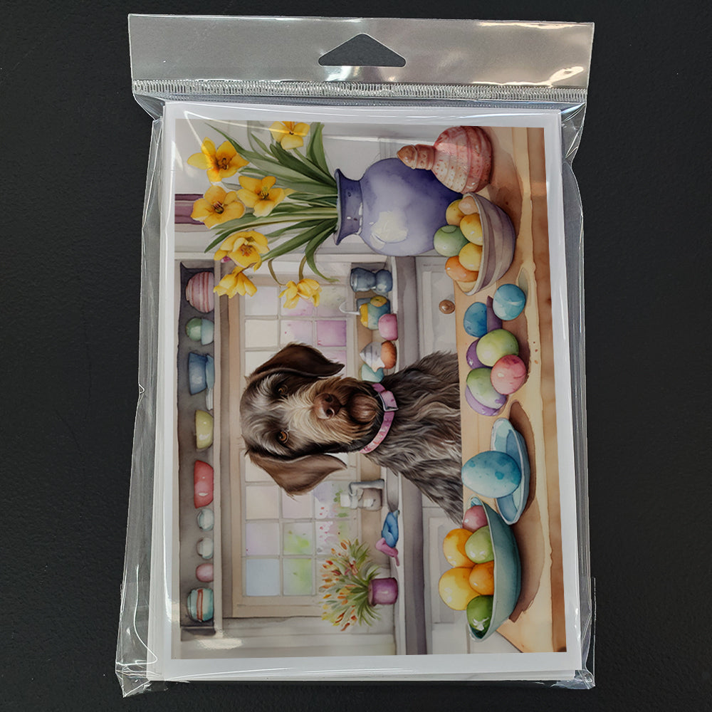 Decorating Easter German Wirehaired Pointer Greeting Cards Pack of 8 Blank Cards with Envelopes Whimsical A7 Size 5x7