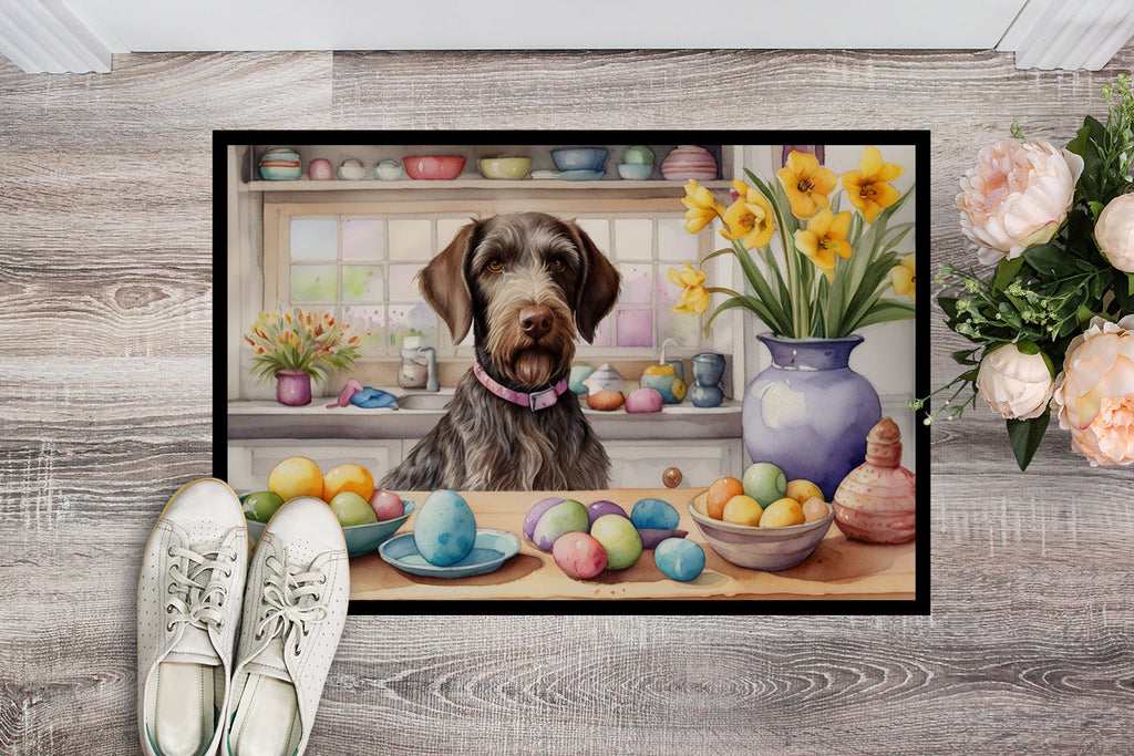 Decorating Easter German Wirehaired Pointer Doormat Indoor Outdoor 18H X 27W Front Door Mat Rugs for Entryway, Non Slip Washable