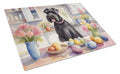 Decorating Easter Giant Schnauzer Cutting Board Tempered Glass Kitchen Cutting Surface, Heat Resistant Chopping, Non-Slip Feet, Food Prep & Serving