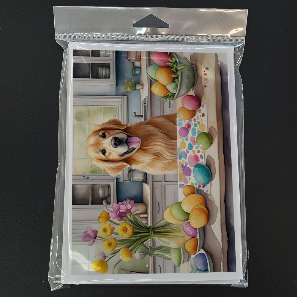 Decorating Easter Golden Retriever Greeting Cards Pack of 8 Blank Cards with Envelopes Whimsical A7 Size 5x7