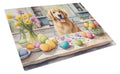 Decorating Easter Golden Retriever Cutting Board Tempered Glass Kitchen Cutting Surface, Heat Resistant Chopping, Non-Slip Feet, Food Prep & Serving