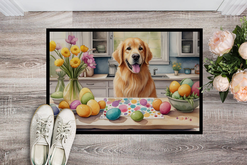 Decorating Easter Golden Retriever Doormat Indoor Outdoor 18H X 27W Front Door Mat Rugs for Entryway, Non Slip Washable