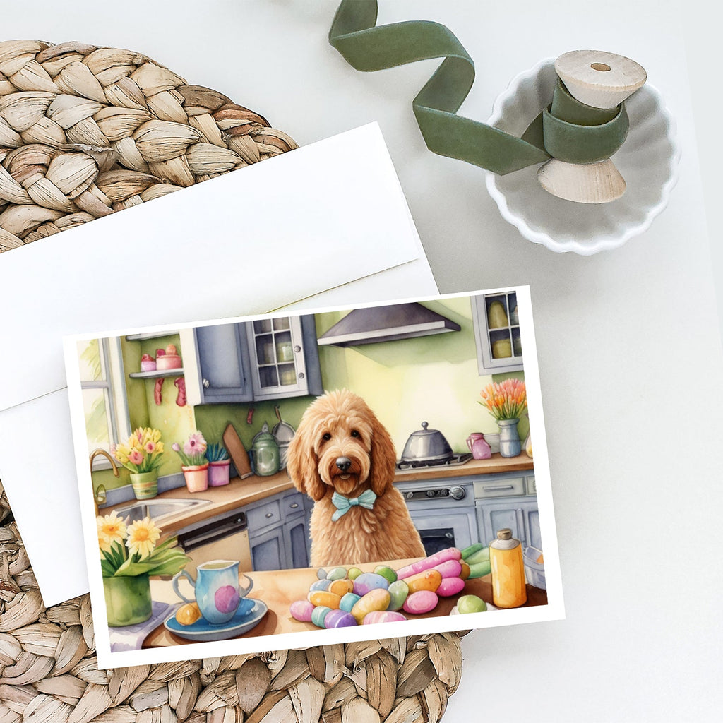Decorating Easter Goldendoodle Greeting Cards Pack of 8 Blank Cards with Envelopes Whimsical A7 Size 5x7