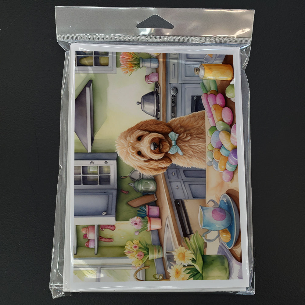 Decorating Easter Goldendoodle Greeting Cards Pack of 8 Blank Cards with Envelopes Whimsical A7 Size 5x7