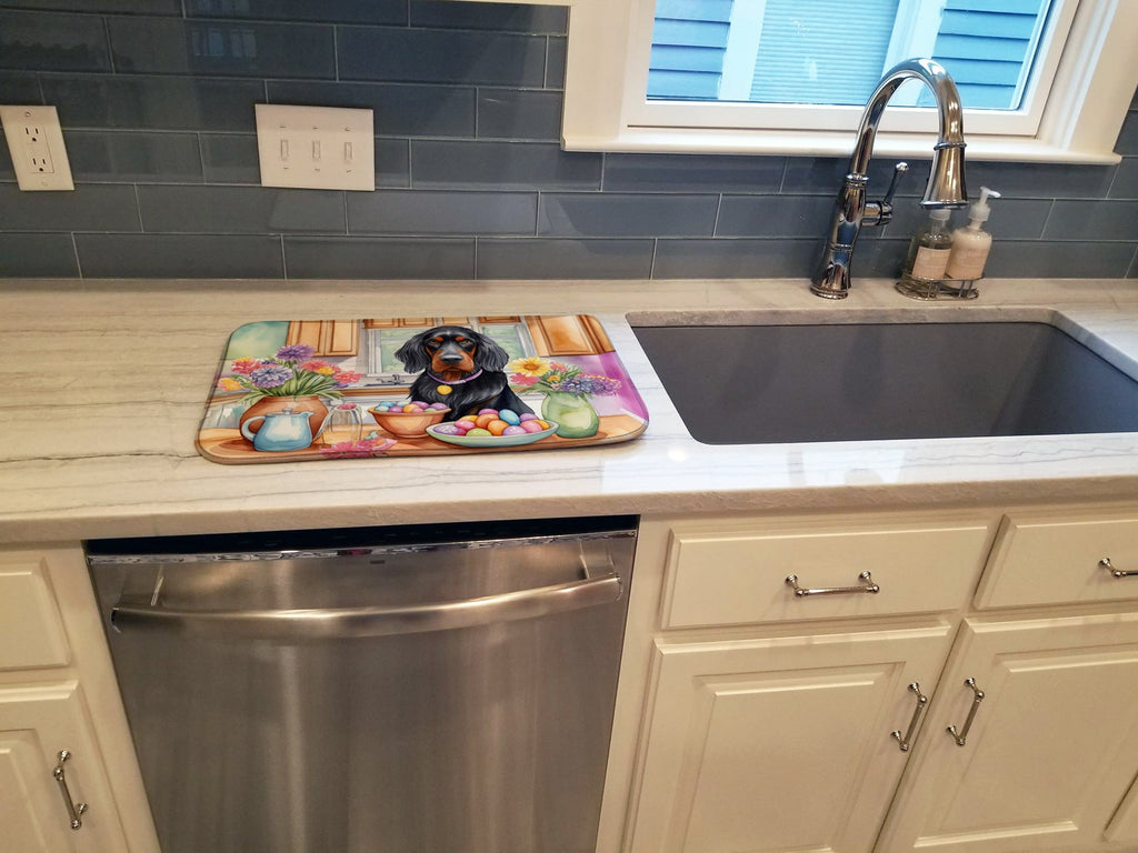 Decorating Easter Gordon Setter Dish Drying Mat Absorbent Dish Drying Mat Pad for Kitchen Counter Dish Drainer Mat for Countertop, 14 x 21", Multicolor