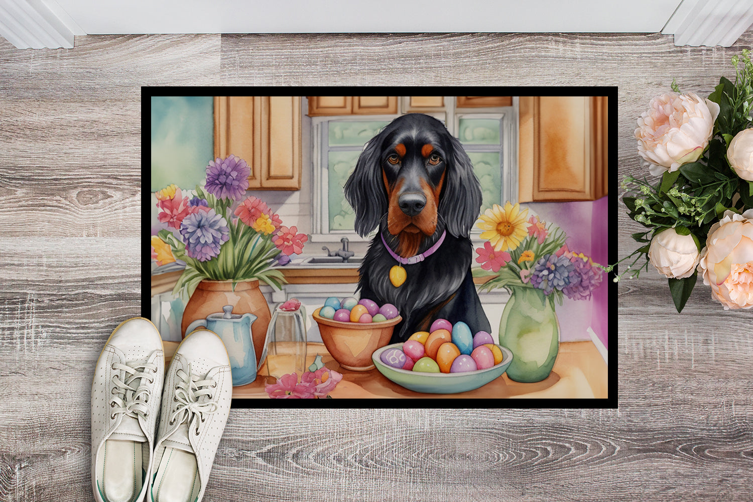 Decorating Easter Gordon Setter Doormat Indoor Outdoor 18H X 27W Front Door Mat Rugs for Entryway, Non Slip Washable