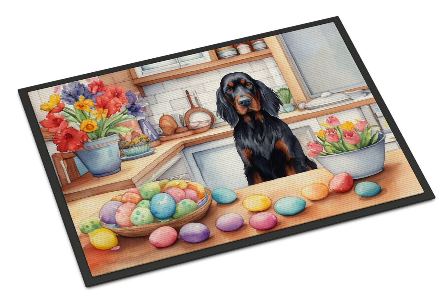 Decorating Easter Gordon Setter Doormat Indoor Outdoor 24H X 36W Front Door Mat Rugs for Entryway, Non Slip Washable Low Pile,
