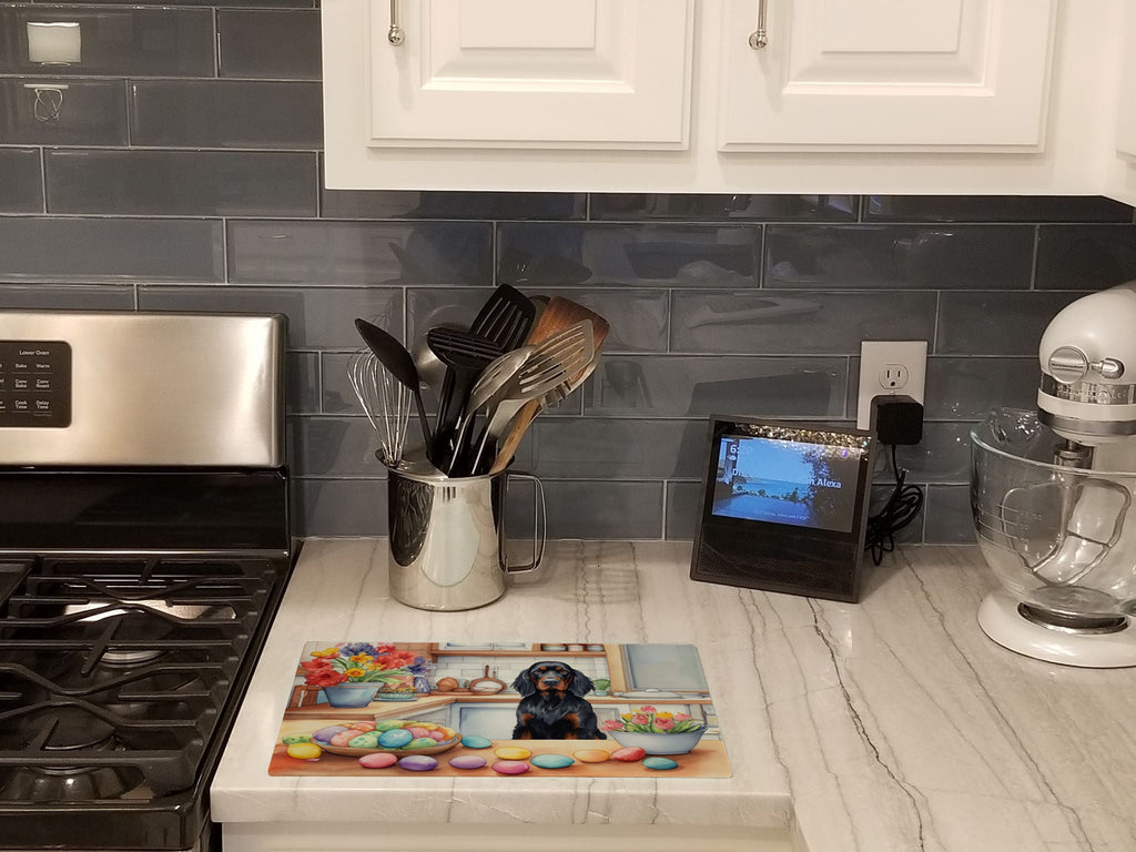 Decorating Easter Gordon Setter Cutting Board Tempered Glass Kitchen Cutting Surface, Heat Resistant Chopping, Non-Slip Feet, Food Prep & Serving