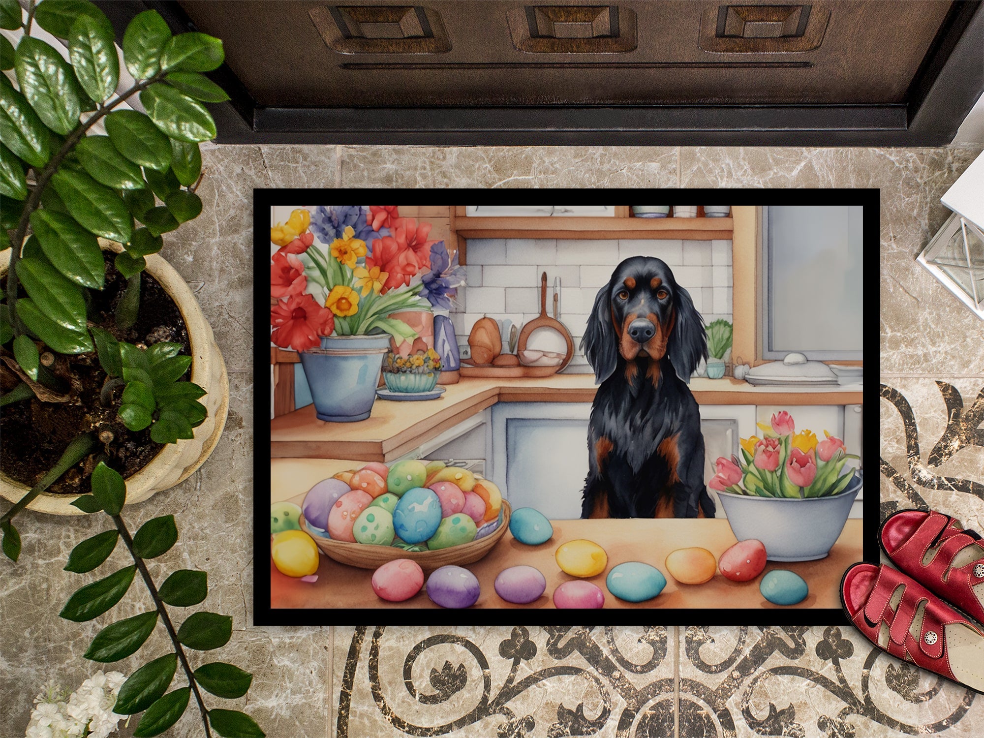 Decorating Easter Gordon Setter Doormat Indoor Outdoor 18H X 27W Front Door Mat Rugs for Entryway, Non Slip Washable