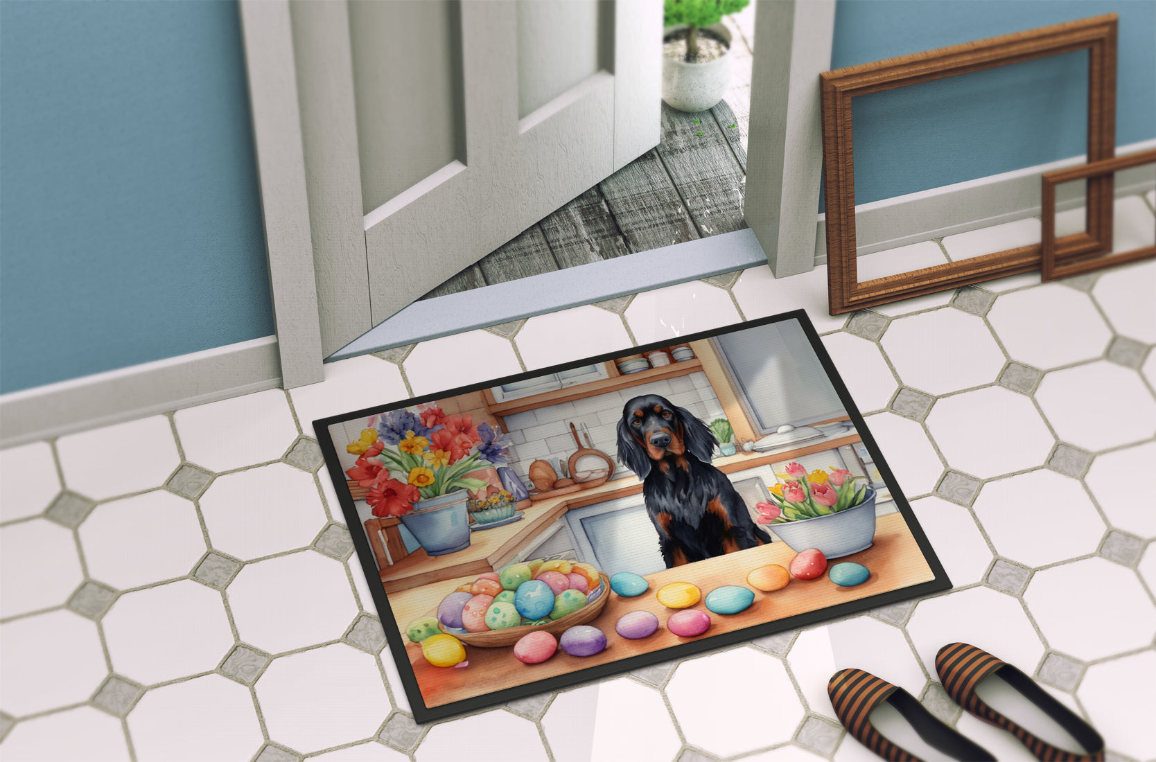 Decorating Easter Gordon Setter Doormat Indoor Outdoor 18H X 27W Front Door Mat Rugs for Entryway, Non Slip Washable