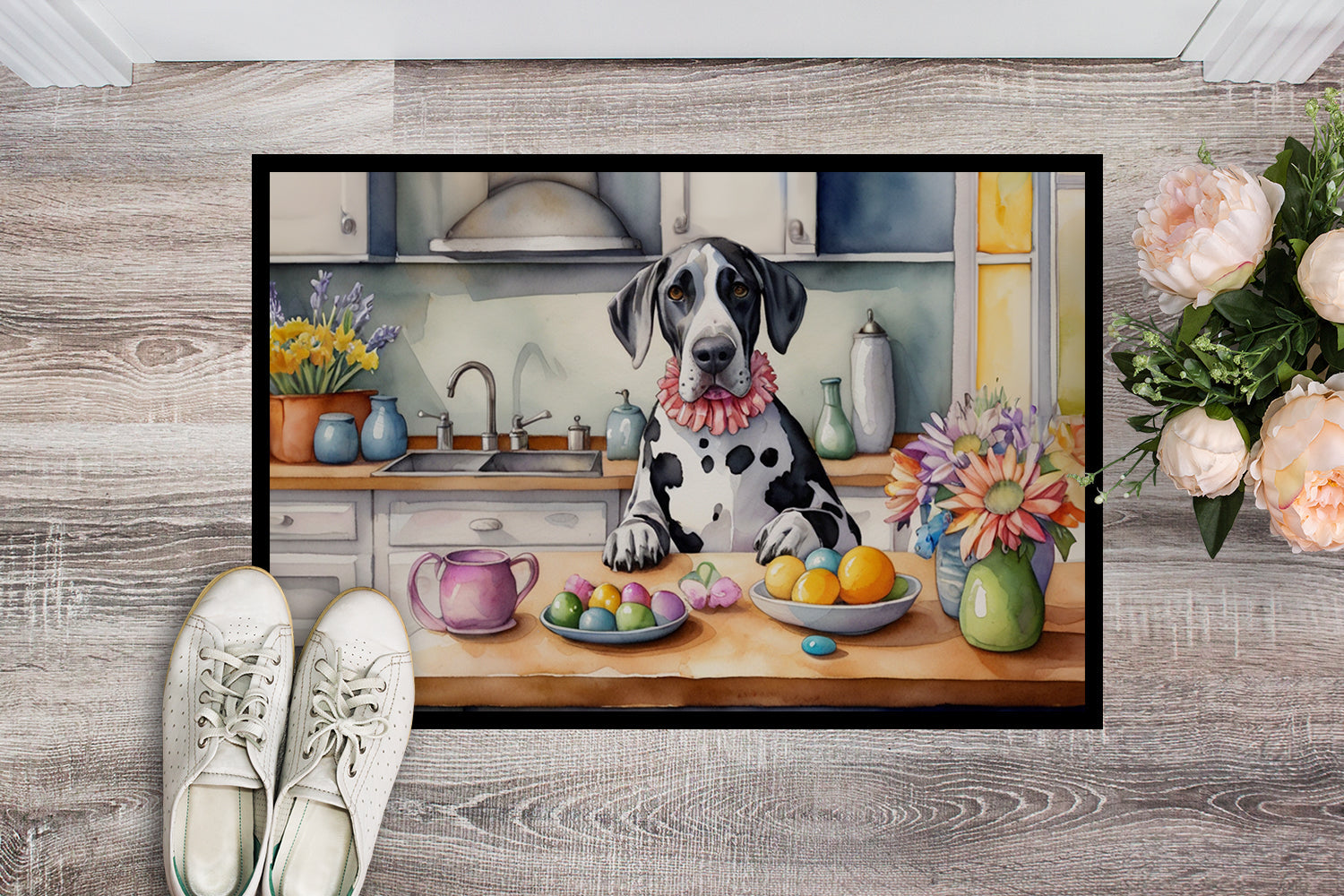 Decorating Easter Great Dane Doormat Indoor Outdoor 18H X 27W Front Door Mat Rugs for Entryway, Non Slip Washable