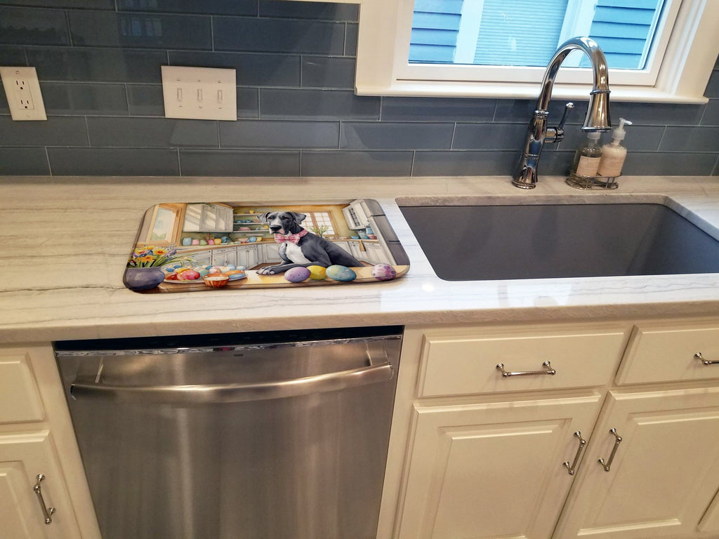 Decorating Easter Great Dane Dish Drying Mat Absorbent Dish Drying Mat Pad for Kitchen Counter Dish Drainer Mat for Countertop, 14 x 21", Multicolor