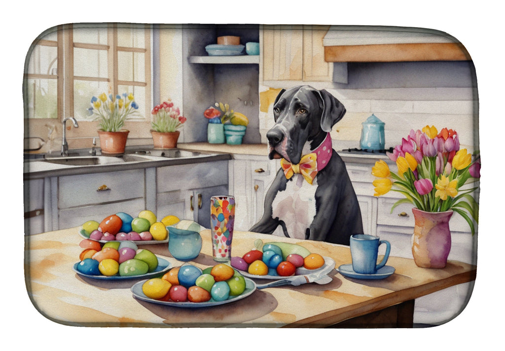 Decorating Easter Great Dane Dish Drying Mat Absorbent Dish Drying Mat Pad for Kitchen Counter Dish Drainer Mat for Countertop, 14 x 21", Multicolor