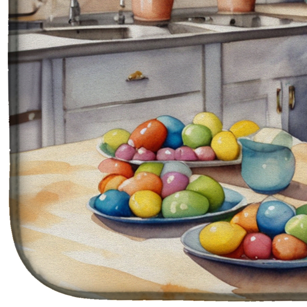 Decorating Easter Great Dane Dish Drying Mat Absorbent Dish Drying Mat Pad for Kitchen Counter Dish Drainer Mat for Countertop, 14 x 21", Multicolor