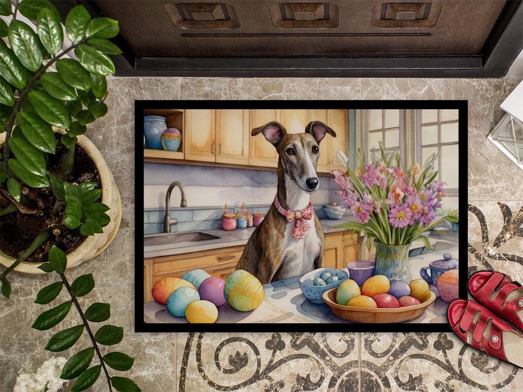 Decorating Easter Greyhound Doormat Indoor Outdoor 18H X 27W Front Door Mat Rugs for Entryway, Non Slip Washable