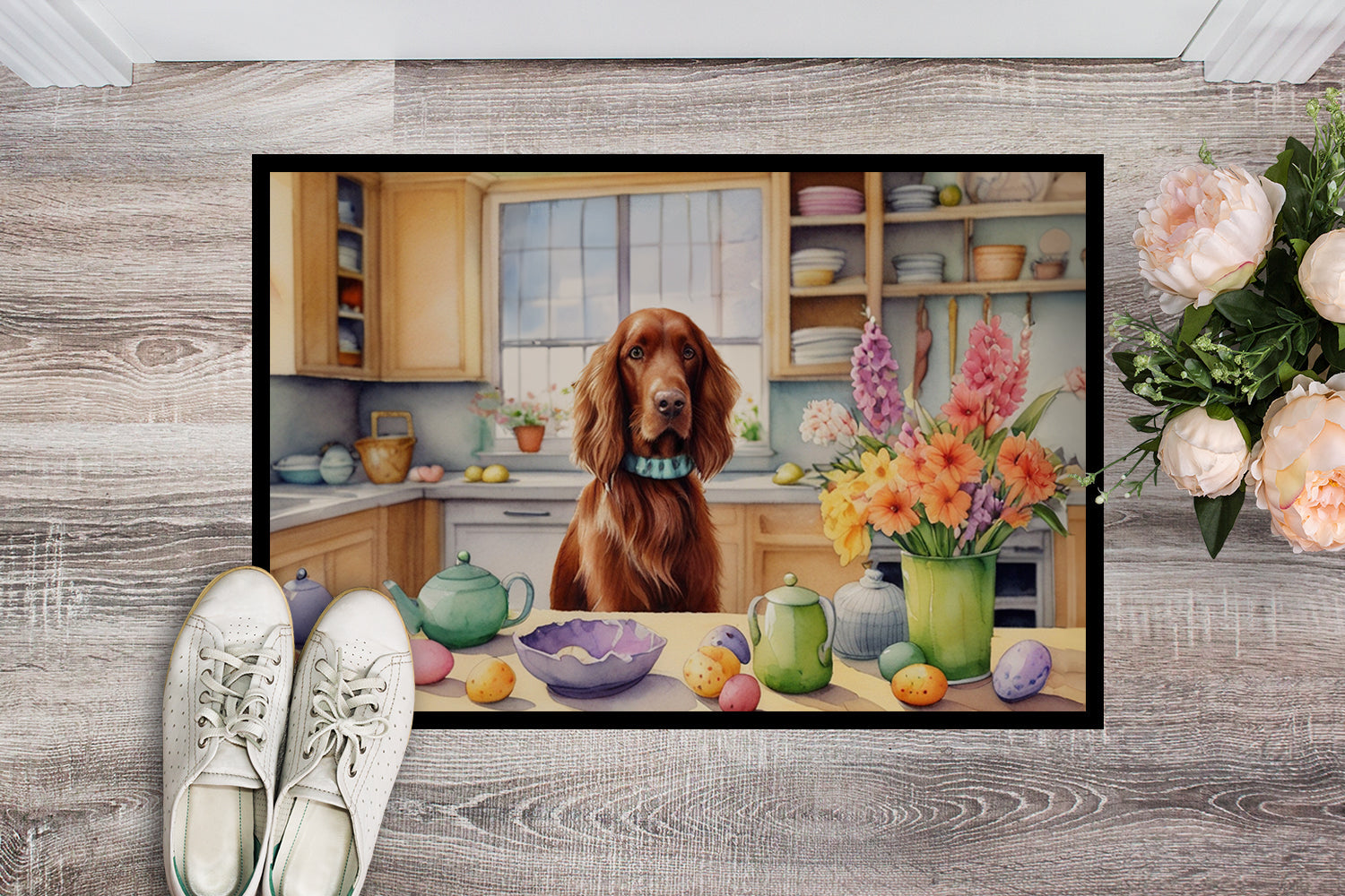 Decorating Easter Irish Setter Doormat Indoor Outdoor 24H X 36W Front Door Mat Rugs for Entryway, Non Slip Washable Low Pile,