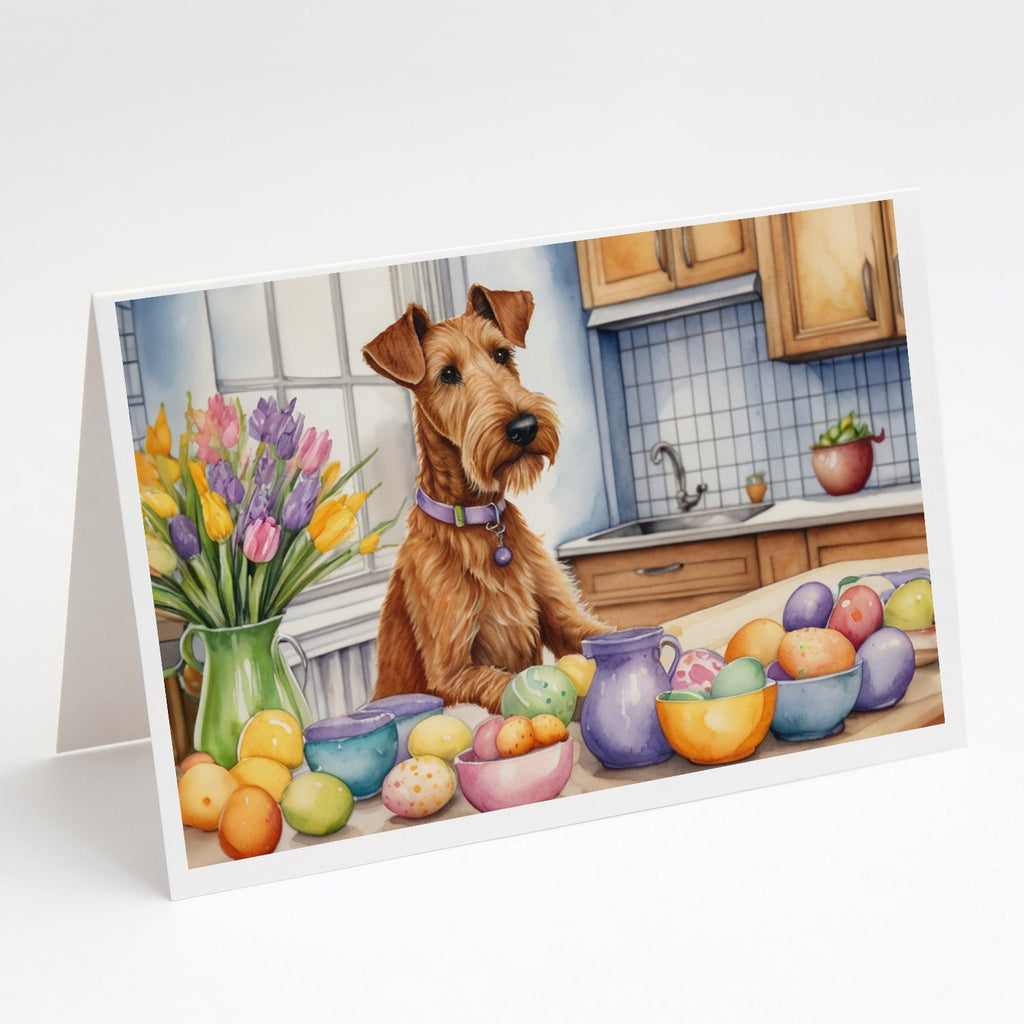 Decorating Easter Irish Terrier Greeting Cards Pack of 8 Blank Cards with Envelopes Whimsical A7 Size 5x7