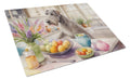 Decorating Easter Irish Wolfhound Cutting Board Tempered Glass Kitchen Cutting Surface, Heat Resistant Chopping, Non-Slip Feet, Food Prep & Serving