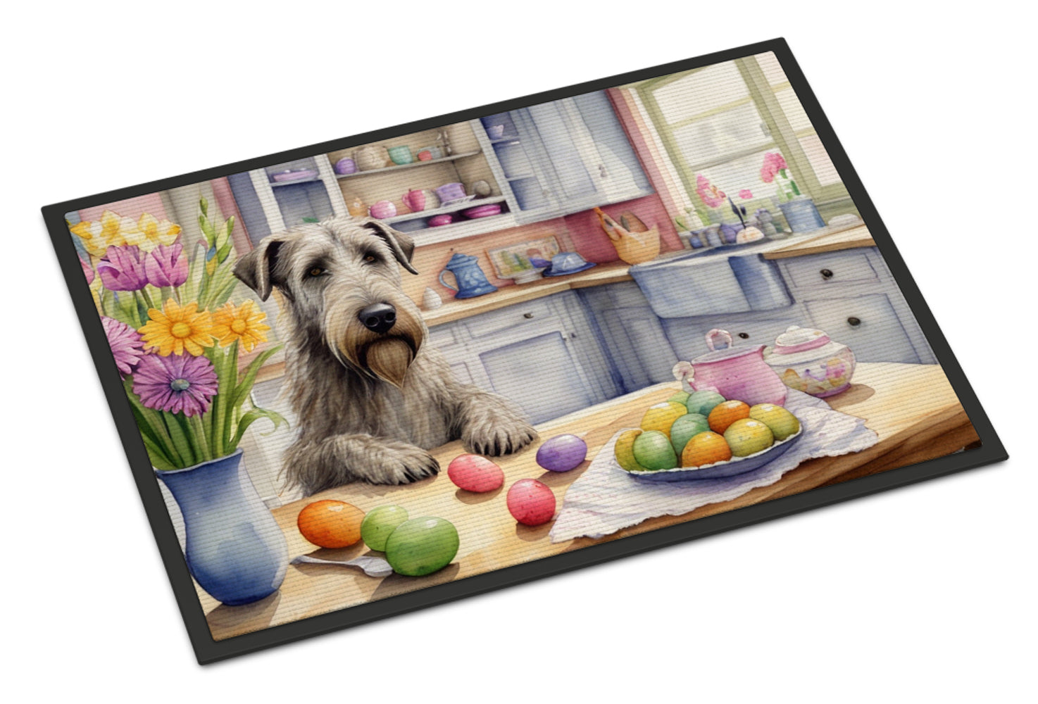 Decorating Easter Irish Wolfhound Doormat Indoor Outdoor 24H X 36W Front Door Mat Rugs for Entryway, Non Slip Washable Low Pile,