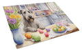 Decorating Easter Irish Wolfhound Cutting Board Tempered Glass Kitchen Cutting Surface, Heat Resistant Chopping, Non-Slip Feet, Food Prep & Serving