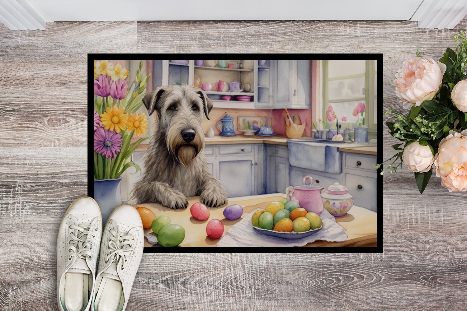 Decorating Easter Irish Wolfhound Doormat Indoor Outdoor 18H X 27W Front Door Mat Rugs for Entryway, Non Slip Washable