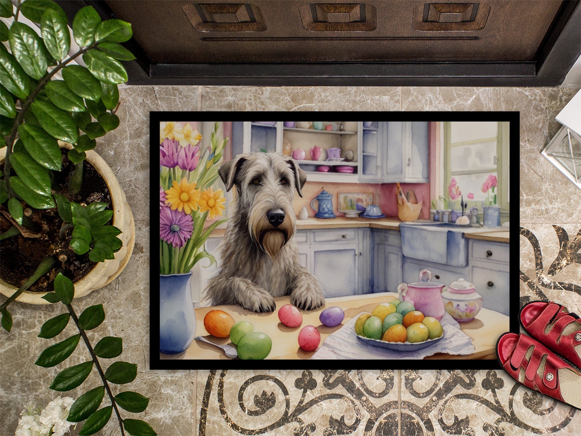 Decorating Easter Irish Wolfhound Doormat Indoor Outdoor 18H X 27W Front Door Mat Rugs for Entryway, Non Slip Washable