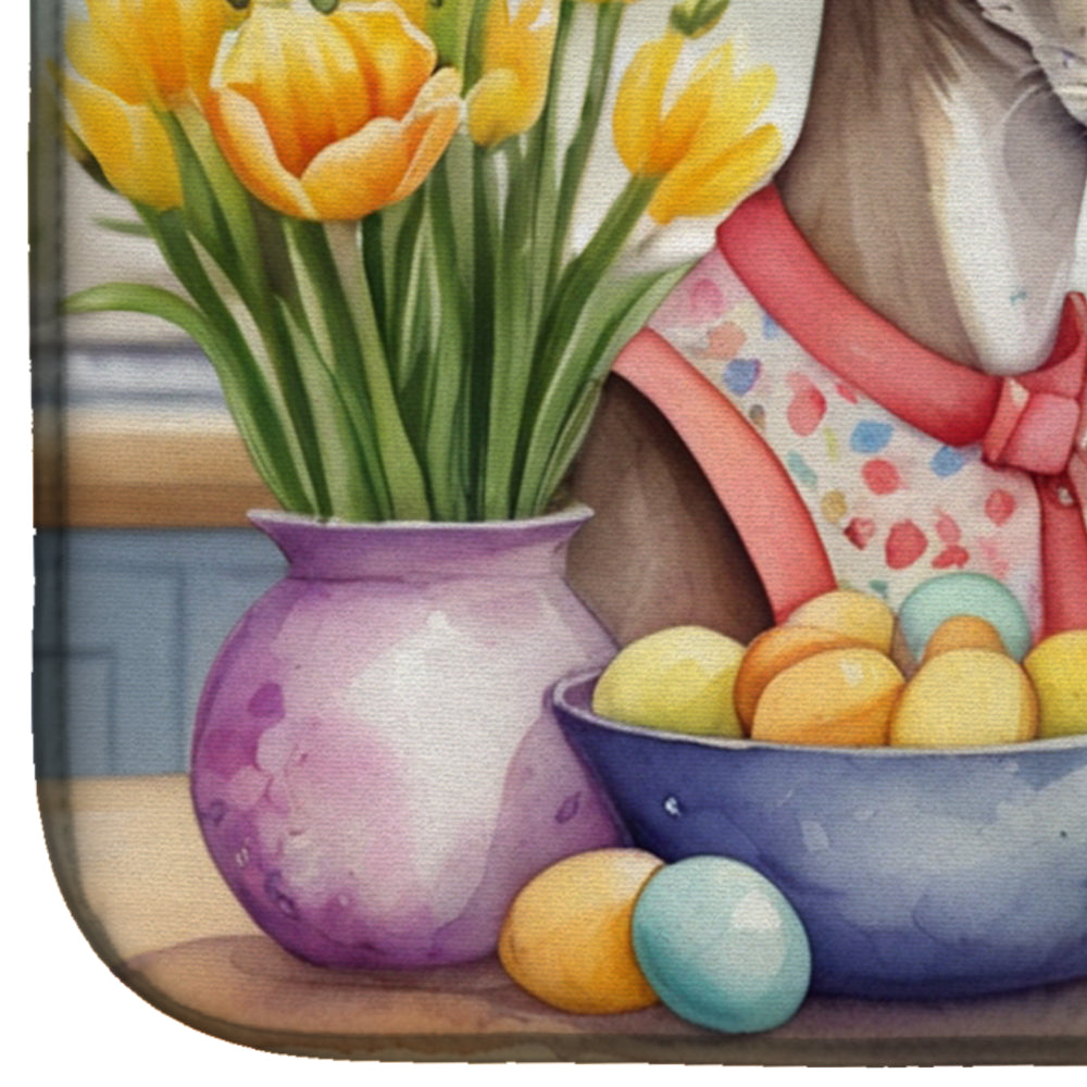 Decorating Easter Italian Greyhound Dish Drying Mat Absorbent Dish Drying Mat Pad for Kitchen Counter Dish Drainer Mat for Countertop, 14 x 21", Multicolor