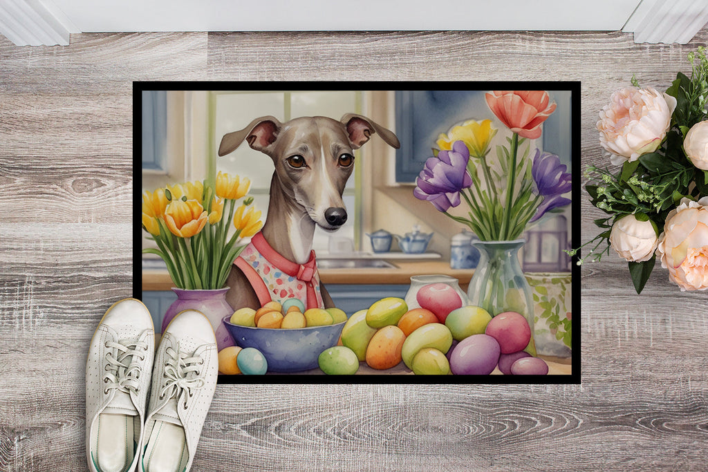Decorating Easter Italian Greyhound Doormat Indoor Outdoor 24H X 36W Front Door Mat Rugs for Entryway, Non Slip Washable Low Pile,
