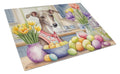 Decorating Easter Italian Greyhound Cutting Board Tempered Glass Kitchen Cutting Surface, Heat Resistant Chopping, Non-Slip Feet, Food Prep & Serving