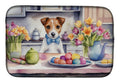 Decorating Easter Jack Russell Terrier Dish Drying Mat Absorbent Dish Drying Mat Pad for Kitchen Counter Dish Drainer Mat for Countertop, 14 x 21", Multicolor
