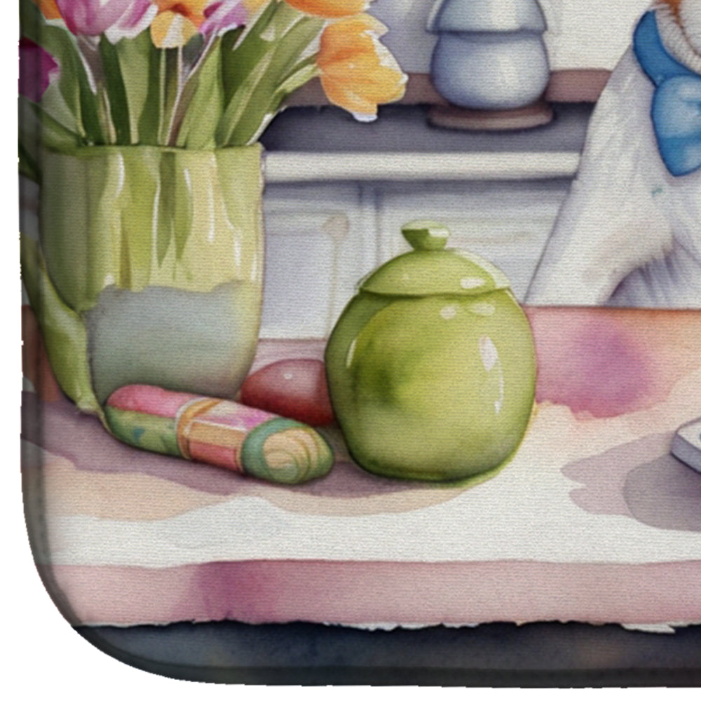 Decorating Easter Jack Russell Terrier Dish Drying Mat Absorbent Dish Drying Mat Pad for Kitchen Counter Dish Drainer Mat for Countertop, 14 x 21", Multicolor