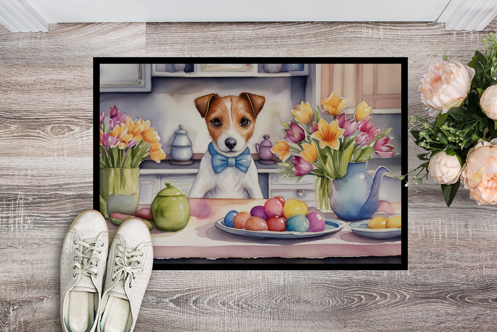 Decorating Easter Jack Russell Terrier Doormat Indoor Outdoor 18H X 27W Front Door Mat Rugs for Entryway, Non Slip Washable