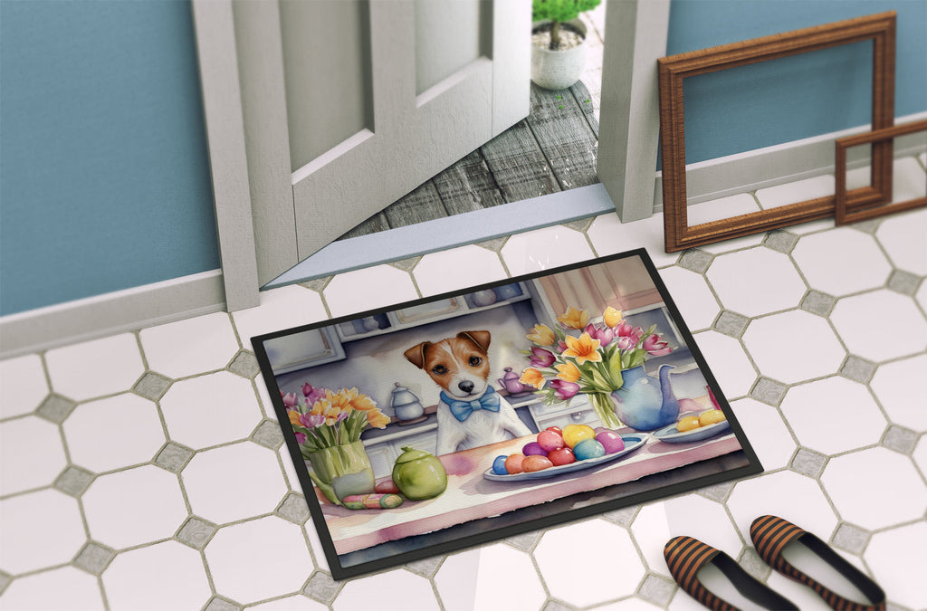 Decorating Easter Jack Russell Terrier Doormat Indoor Outdoor 18H X 27W Front Door Mat Rugs for Entryway, Non Slip Washable