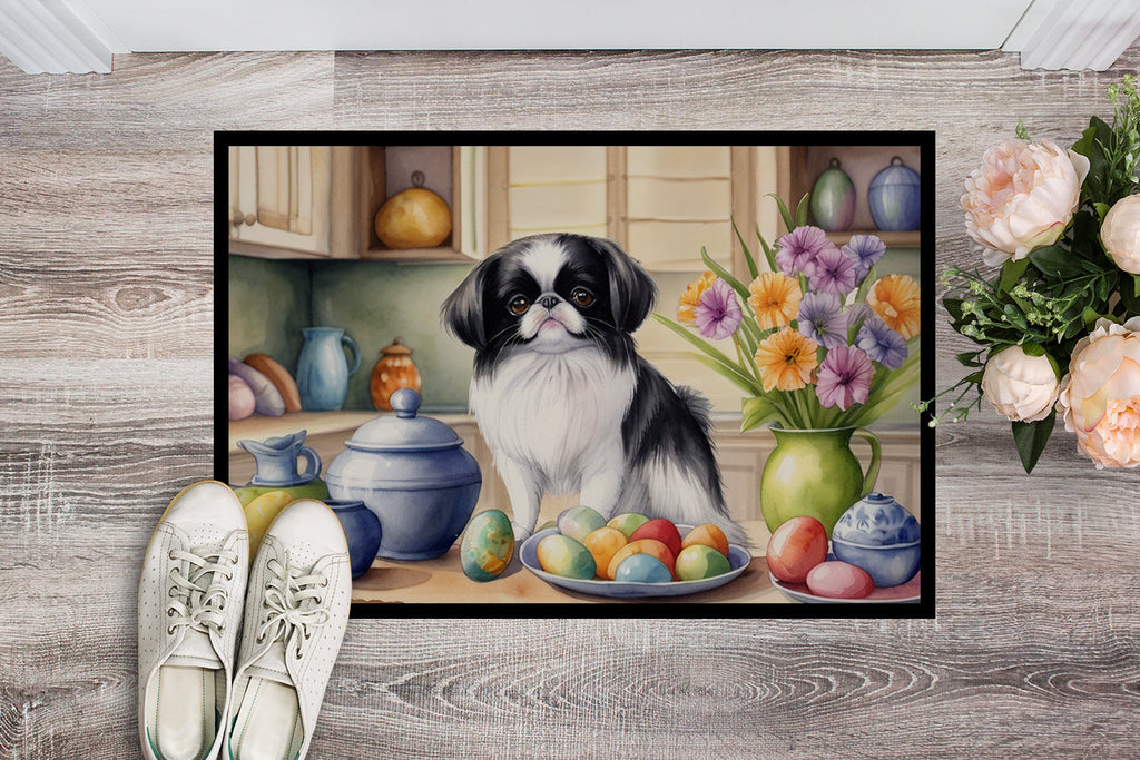 Decorating Easter Japanese Chin Doormat Indoor Outdoor 18H X 27W Front Door Mat Rugs for Entryway, Non Slip Washable