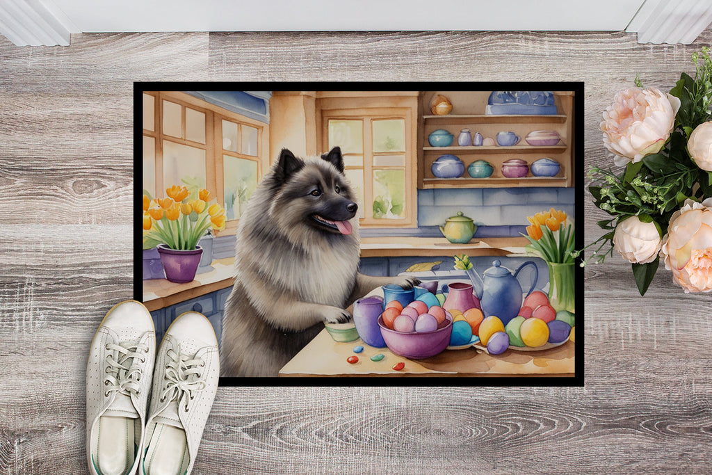 Decorating Easter Keeshond Doormat Indoor Outdoor 18H X 27W Front Door Mat Rugs for Entryway, Non Slip Washable
